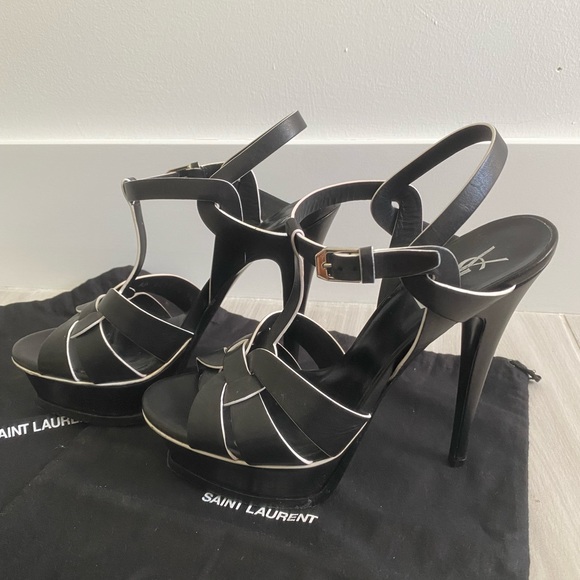 Saint Laurent- TRIBUTE PLATFORM SANDALS IN SMOOTH LEATHER - Picture 2 of 6
